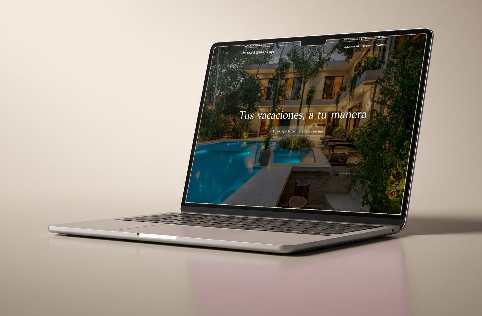 La web de Home For Guest en la pantalla de un portátil