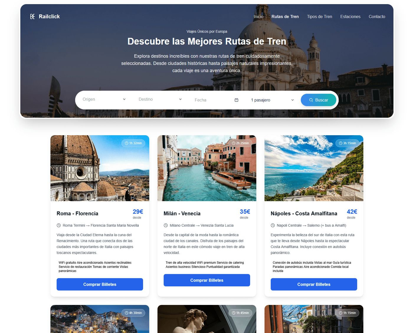 Railclick Landing — pantalla 3