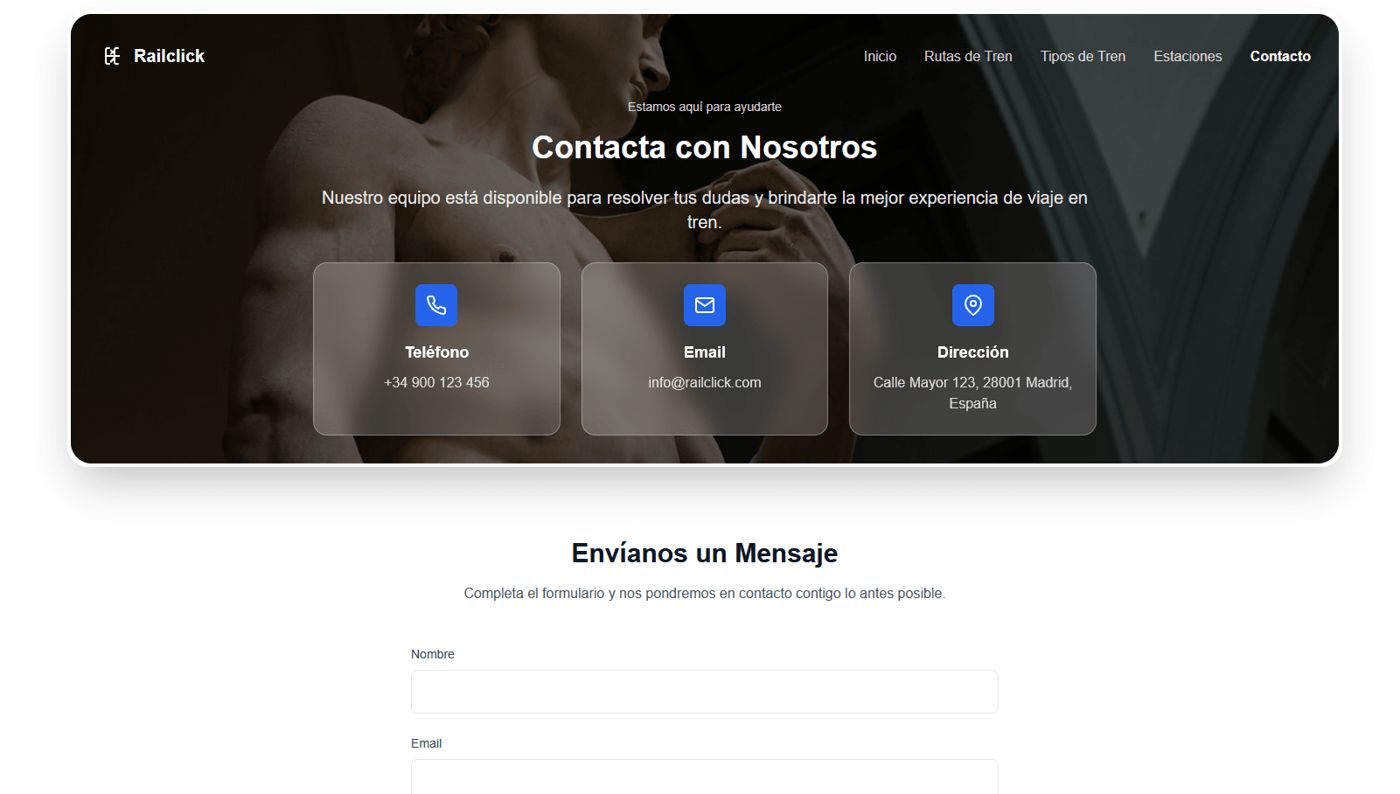 Railclick Landing — pantalla 5