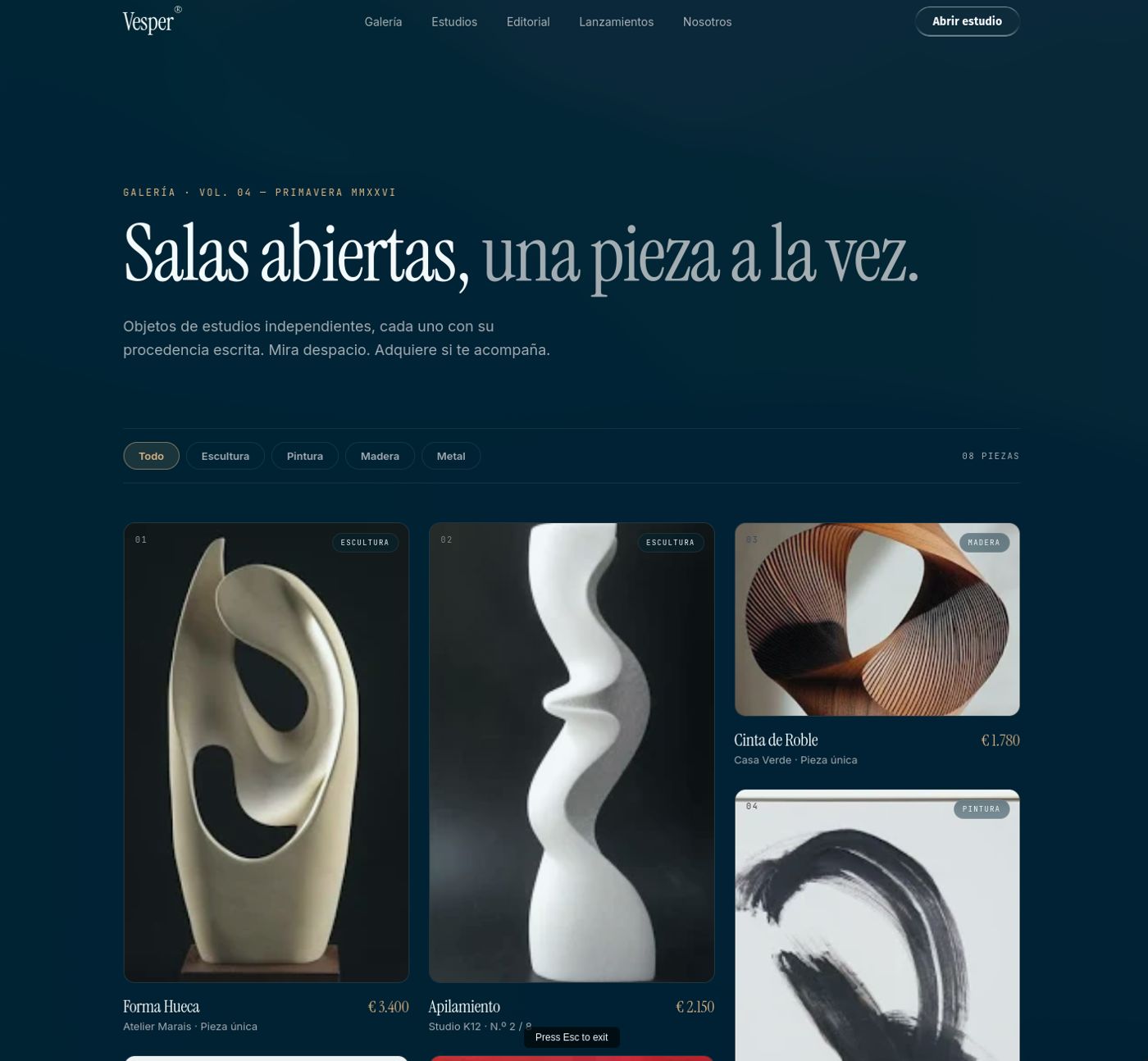 Vesper — pantalla 2